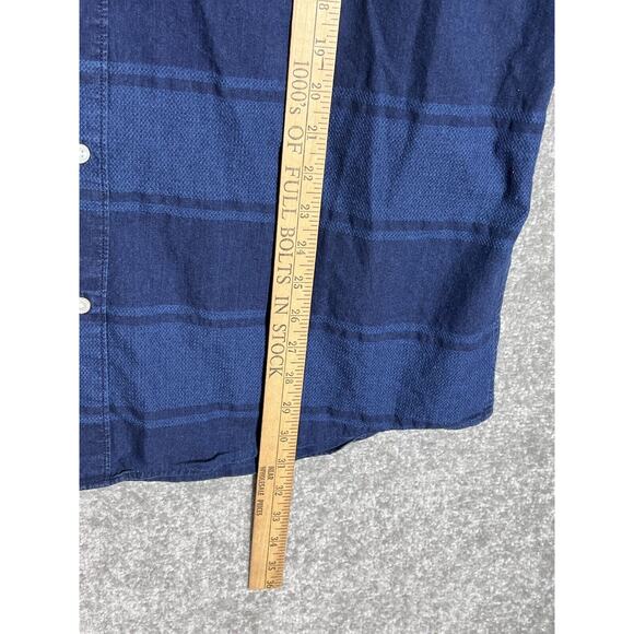 American Eagle Button Down Shirt Men Size XXL Blue Striped Textured Short Sleeve - Picture 6 of 6